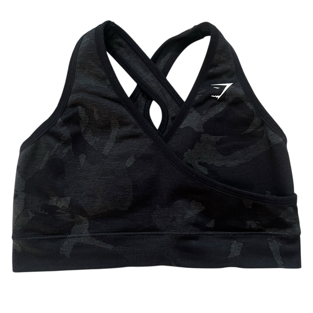 Gymshark Adapt Black Double Cross Back Camo Sports Bra w/Padding EUC S - Picture 6 of 9